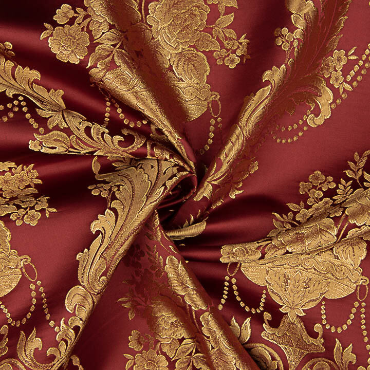 Jacquard floral clássico em grená e dourado - Ribes y Casals