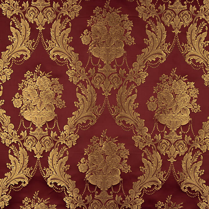 Jacquard floral clássico em grená e dourado - Ribes y Casals
