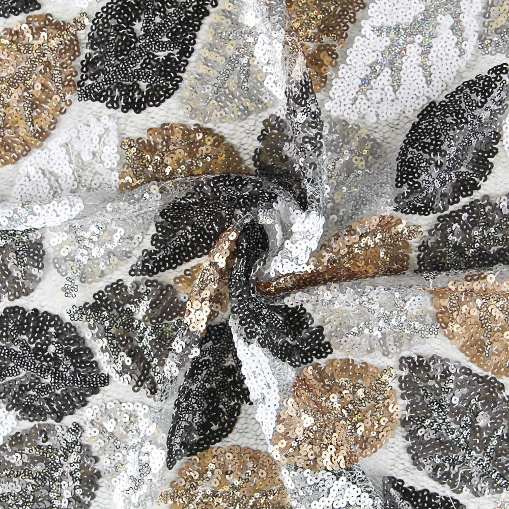 Tecido com Lantejoulas Marselha Prata - Ribes y Casals