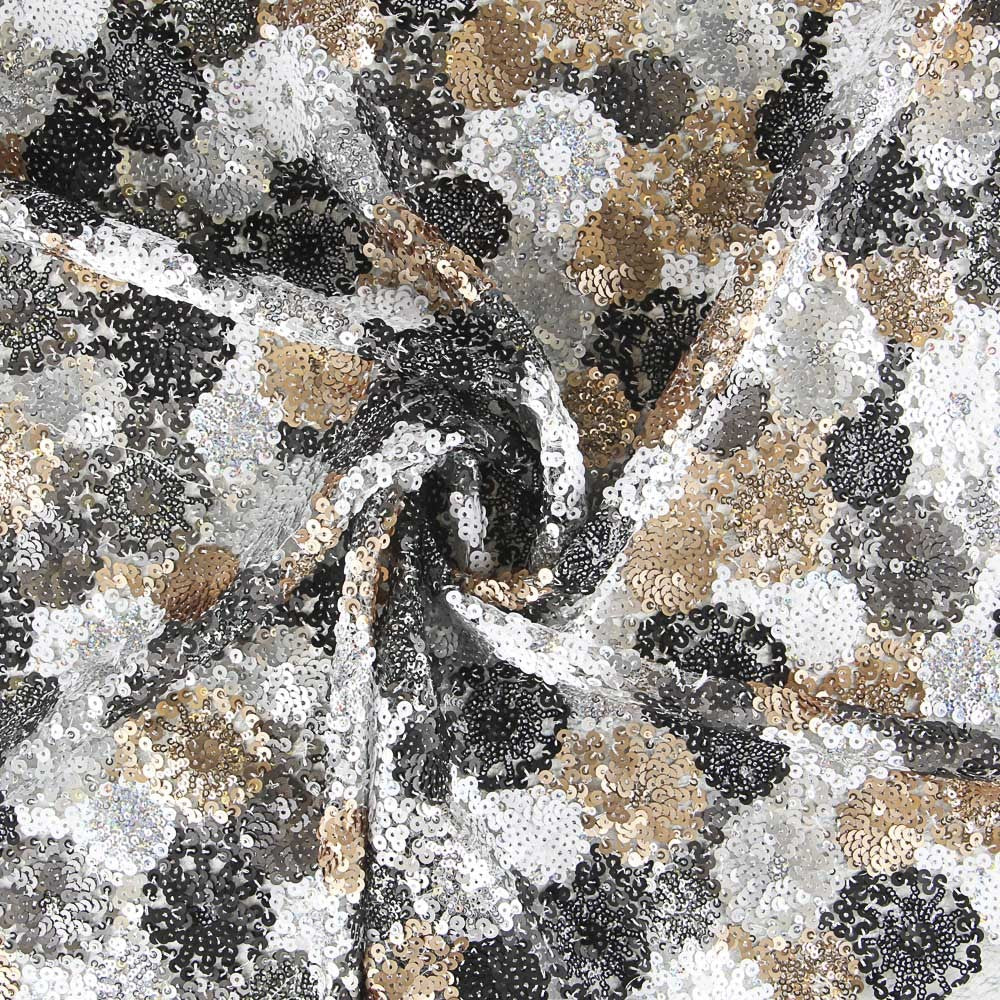 Tecido com Lantejoulas Mônaco Prata - Ribes y Casals