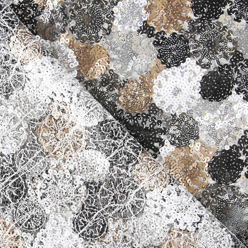 Tecido com Lantejoulas Mônaco Prata - Ribes y Casals