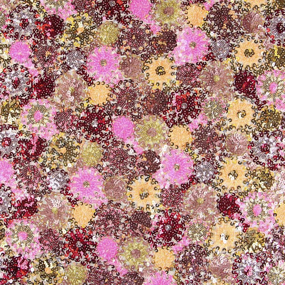 Tecido com Lantejoulas Mônaco Rosa - Ribes y Casals