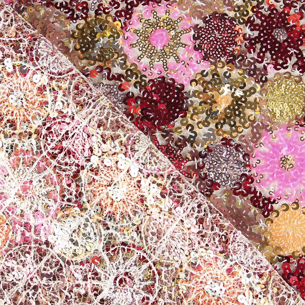 Tecido com Lantejoulas Mônaco Rosa - Ribes y Casals