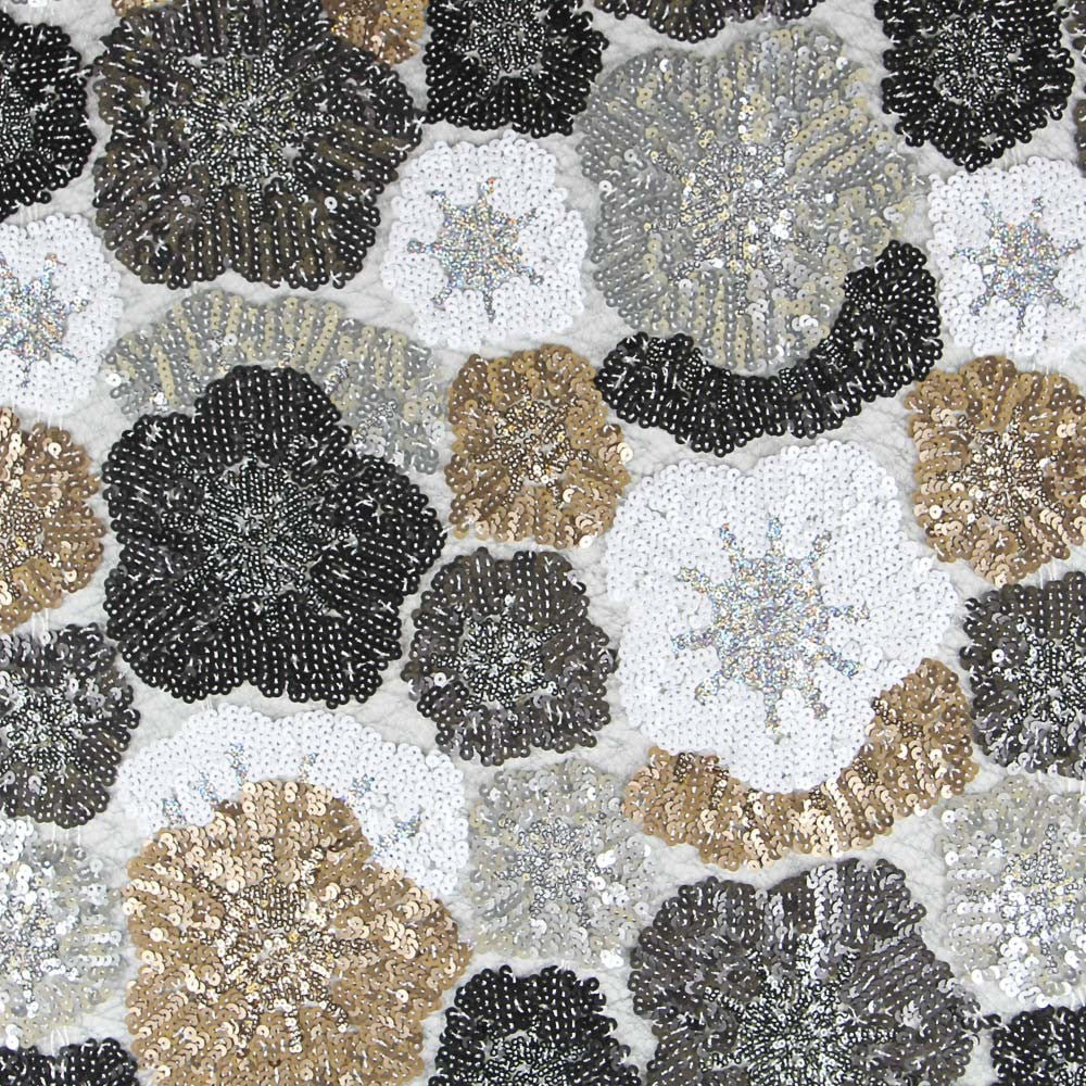 Tecido com Lantejoulas Versalhes Prata - Ribes y Casals