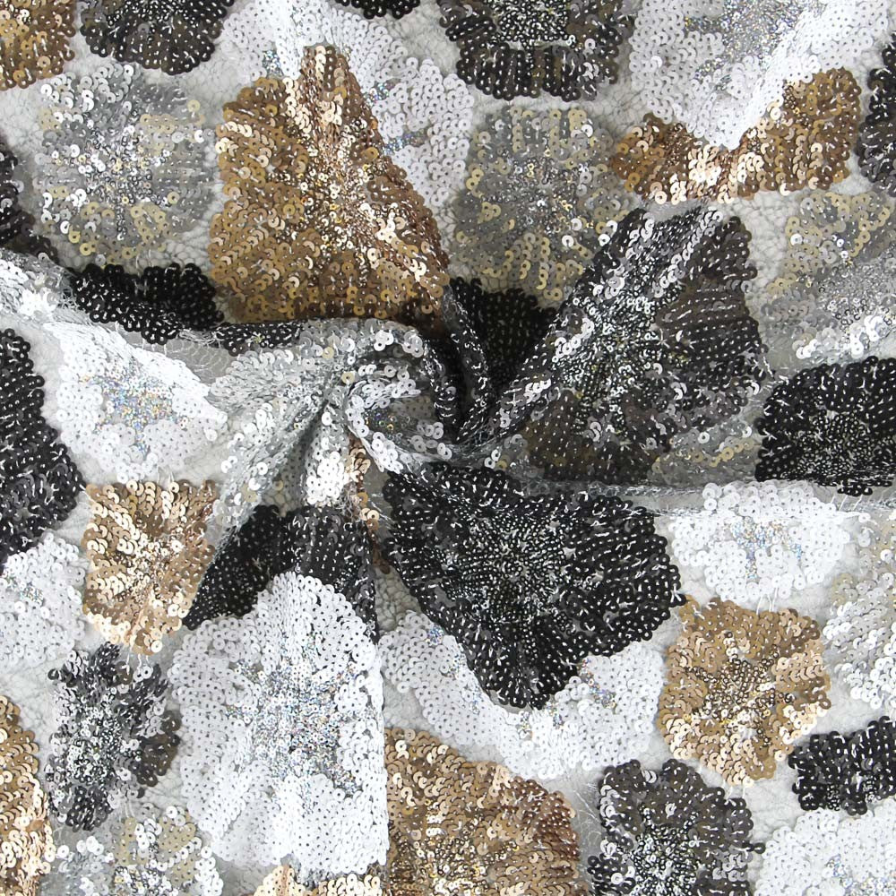 Tecido com Lantejoulas Versalhes Prata - Ribes y Casals