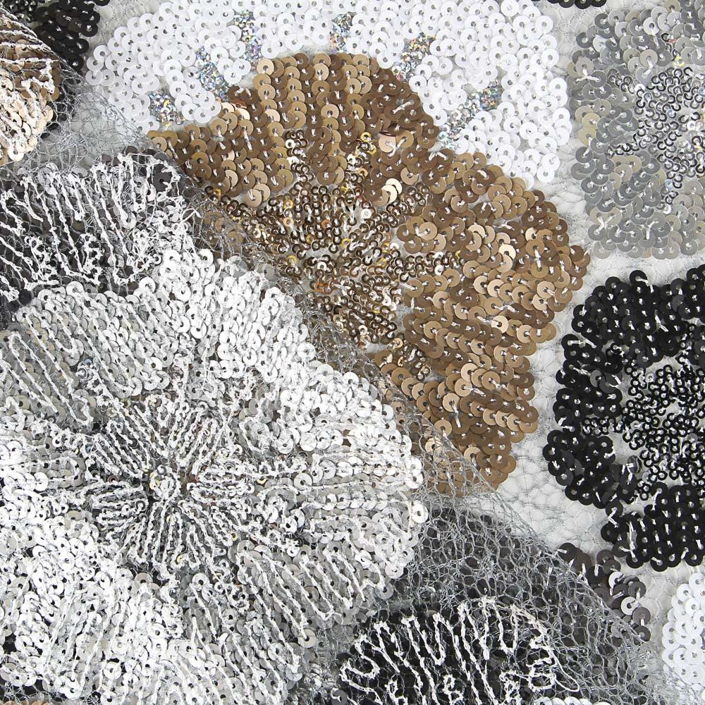 Tecido com Lantejoulas Versalhes Prata - Ribes y Casals