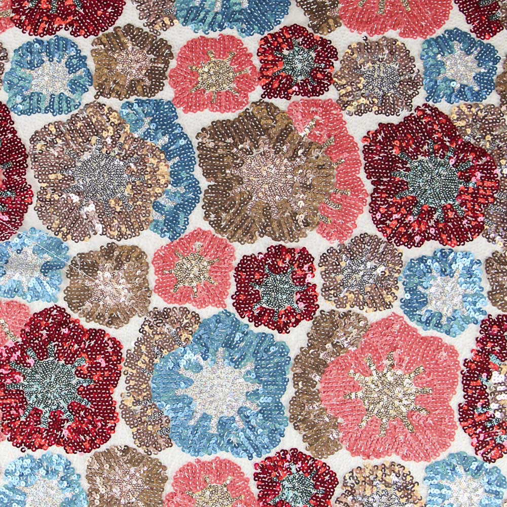 Tecido com Lantejoulas Versalhes Encarnada - Ribes y Casals