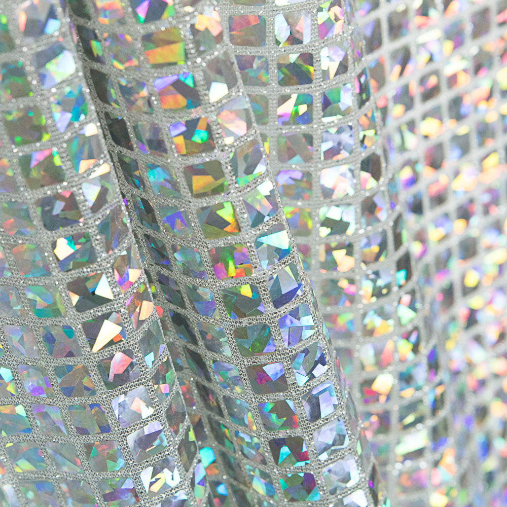 Retal Lentejuela Holograph Cuadrado Plata 170x100 cm - Ribes y Casals