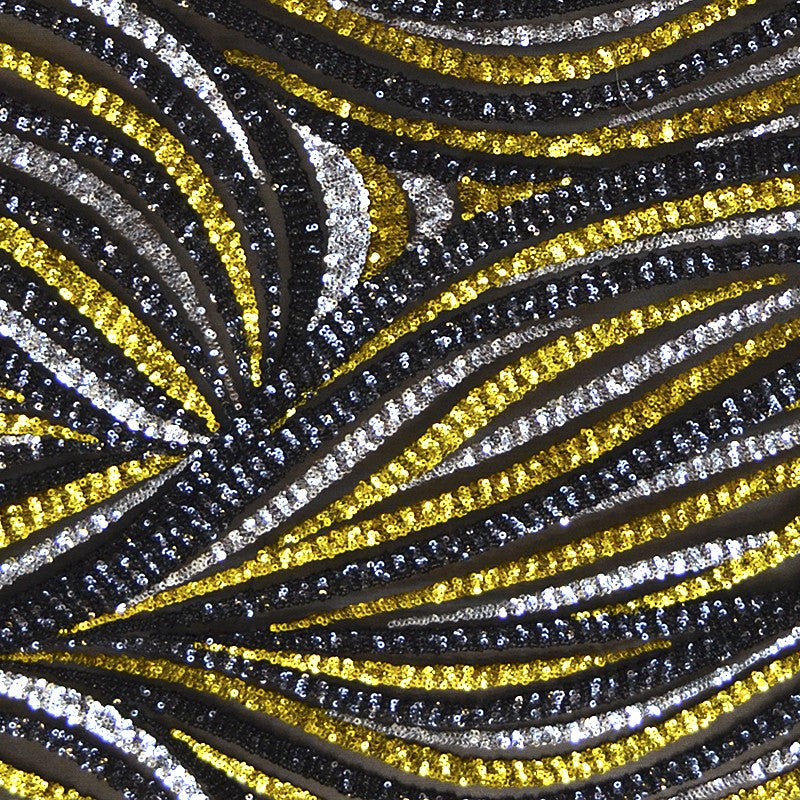 Lantejoulas Ondas Preto Amarelo - Ribes y Casals