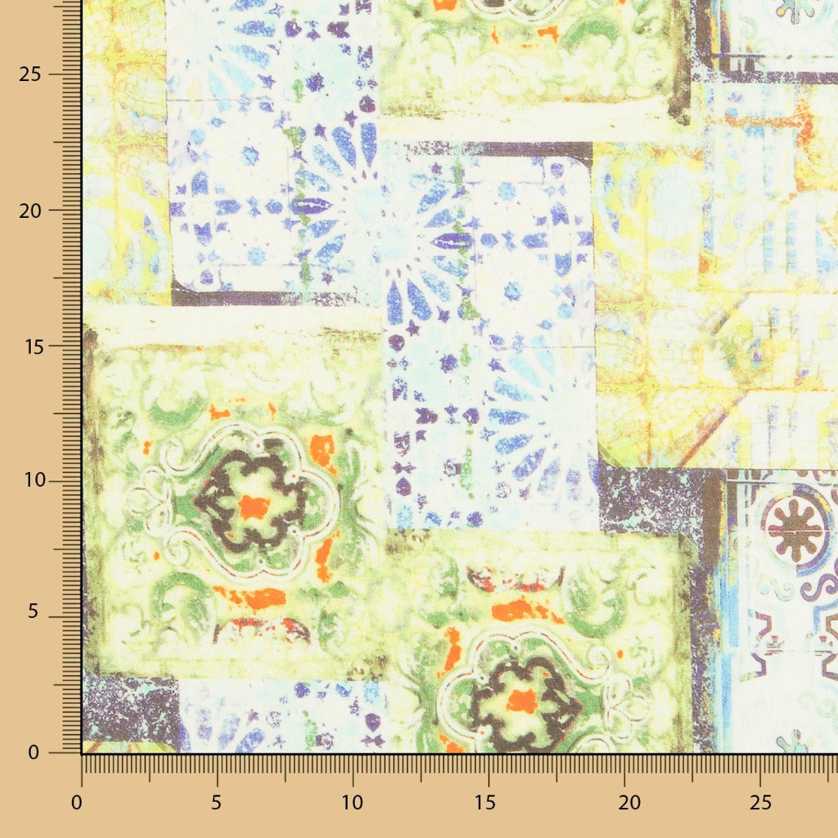 Linho Estampado Étnico Verde - Ribes y Casals