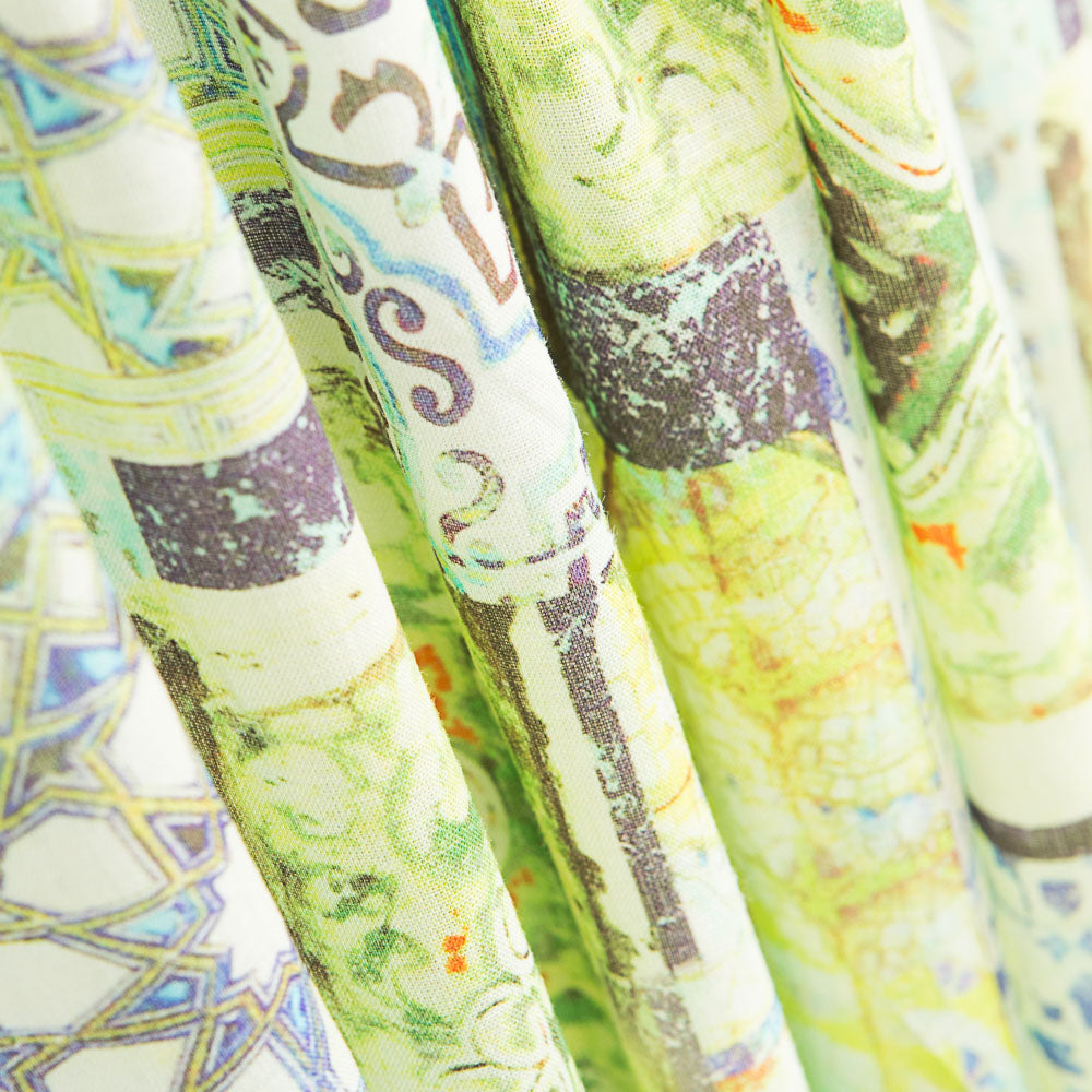 Linho Estampado Étnico Verde - Ribes y Casals