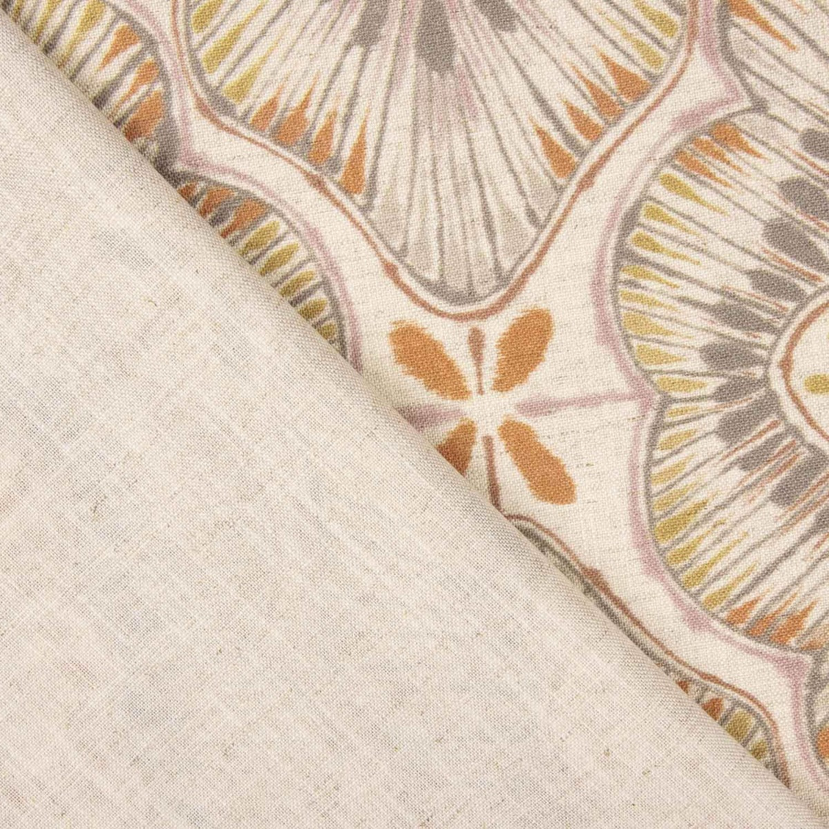 Linho Grosso Estampado Floral Telha - Ribes y Casals