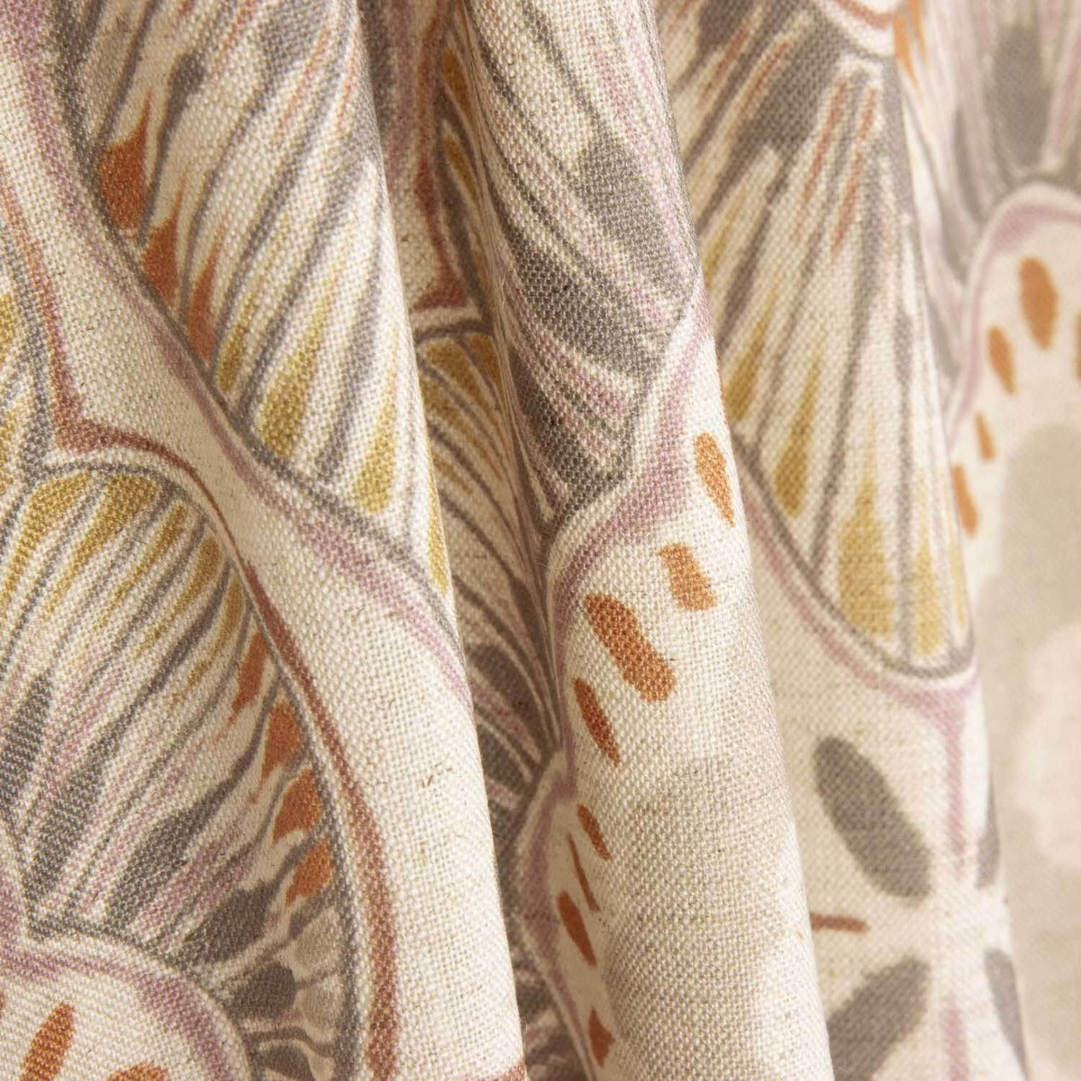 Linho Grosso Estampado Floral Telha - Ribes y Casals