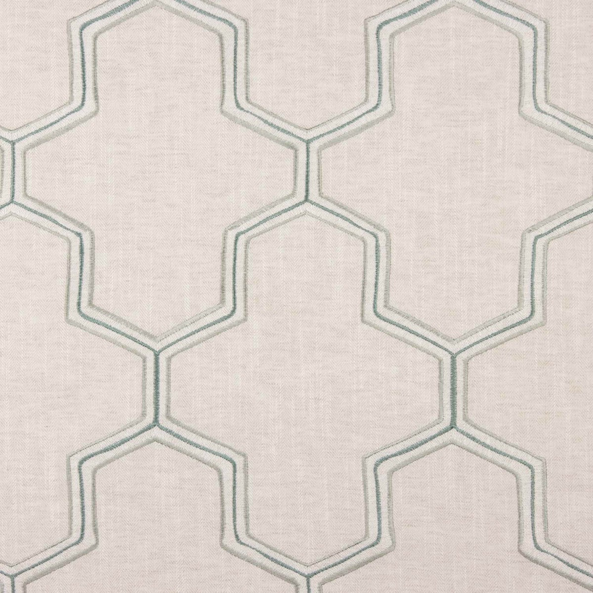 Linho Rústico Grosso Cinza Claro Bordado Hexa - Ribes y Casals