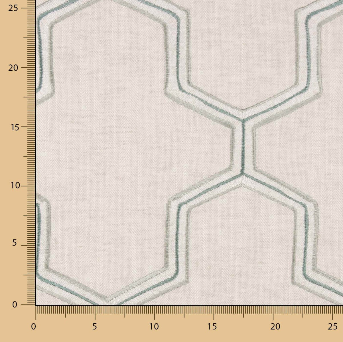 Linho Rústico Grosso Cinza Claro Bordado Hexa - Ribes y Casals