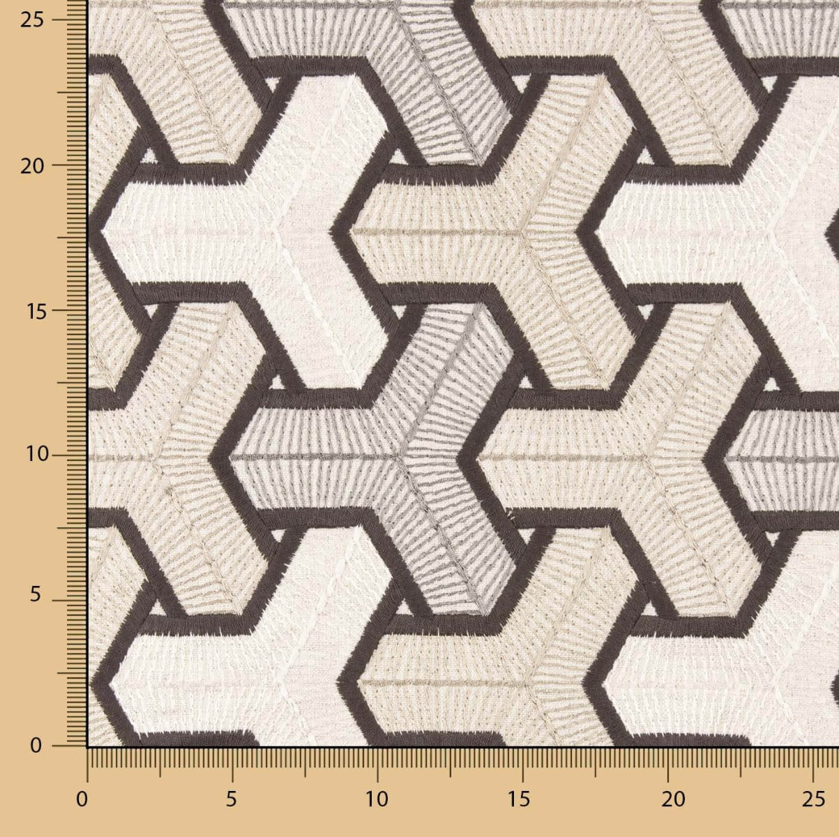 Linho Rústico Grosso Bordado Trigonometria - Ribes y Casals