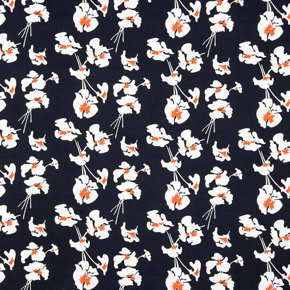 Lino Viscosa Floral Marino - Ribes y Casals