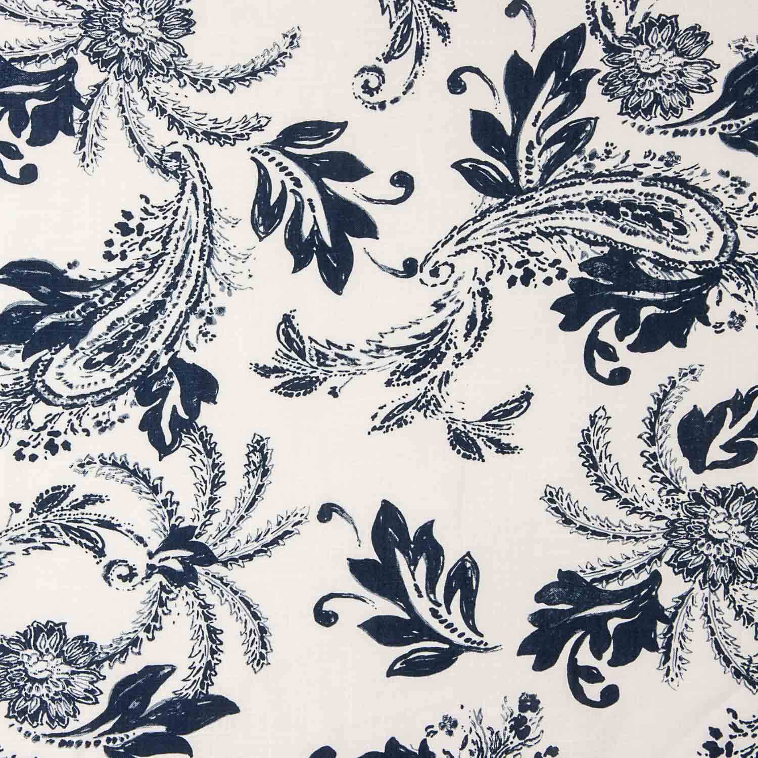 Algodão Linho Estampado Caxemira Azul-marinho - Ribes y Casals