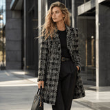 Tweed de lã em mosaico cinzento e preto com Lurex dourado - Ribes y Casals