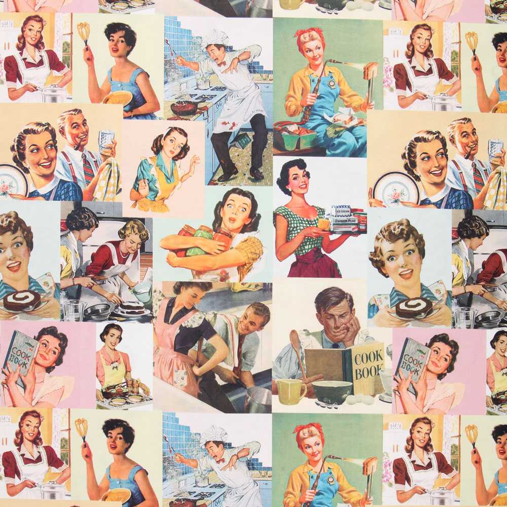 Lona de Algodão Estampada 50&#39;s - Ribes y Casals