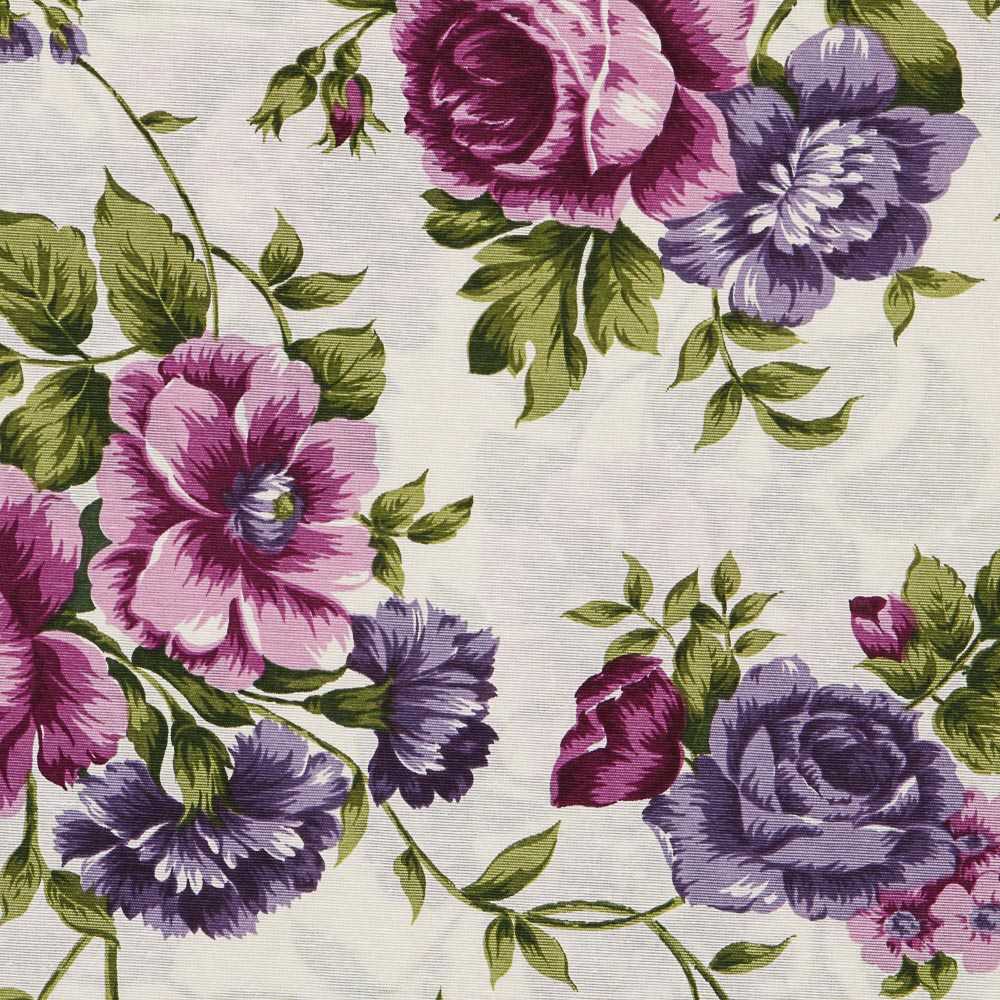 Tecido Lona Rosas Lilás - Ribes y Casals