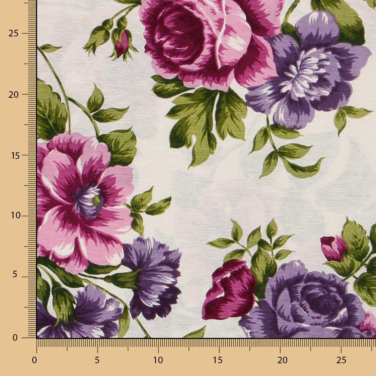 Tecido Lona Rosas Lilás - Ribes y Casals