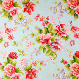Lona Estampada Rosas Turquesa - Ribes y Casals