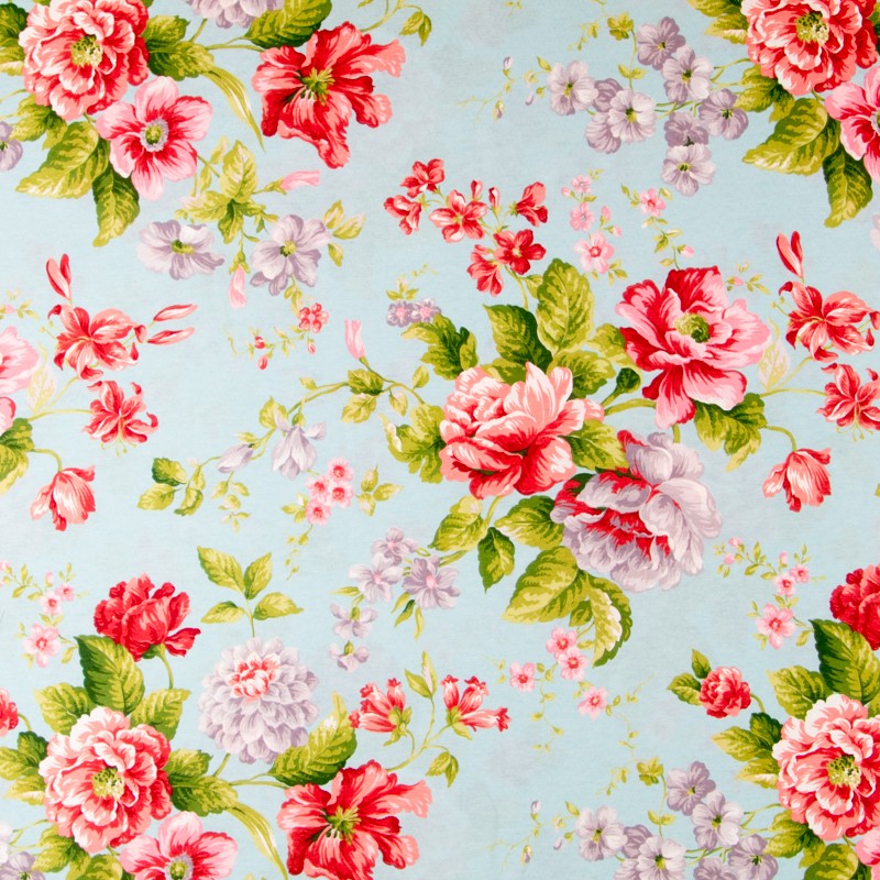 Lona Estampada Rosas Turquesa - Ribes y Casals