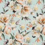 Tecido Lona Rosas Verde Água - Ribes y Casals