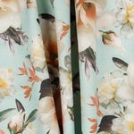 Tecido Lona Rosas Verde Água - Ribes y Casals