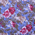 Loneta Estampada Flor Fondo Marrón - Ribes y Casals