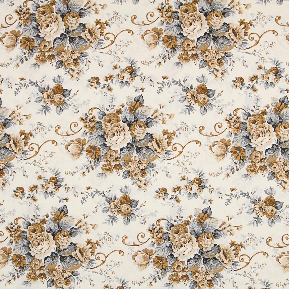 Loneta Estampada Flor Tostado - Ribes y Casals