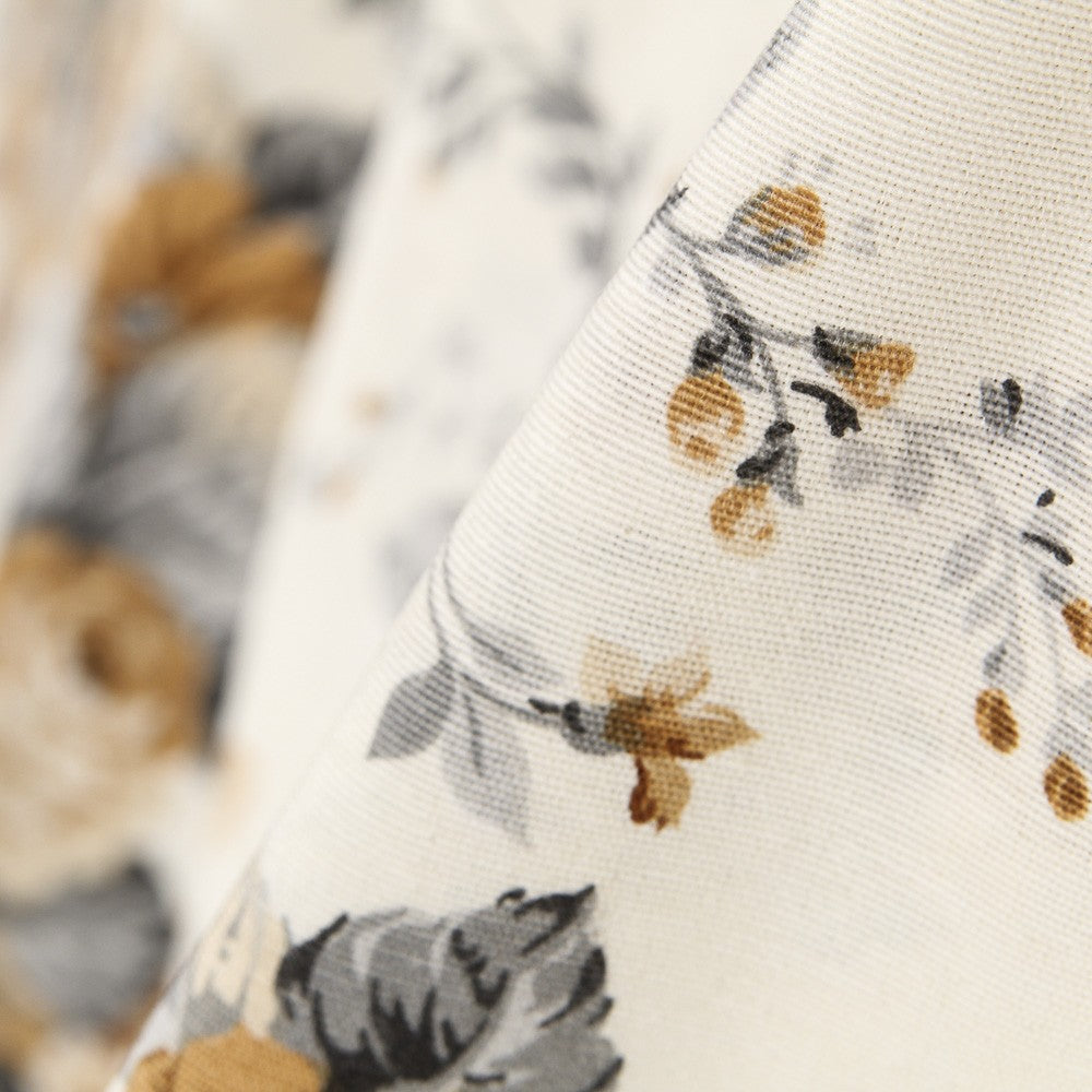 Loneta Estampada Flor Tostado - Ribes y Casals