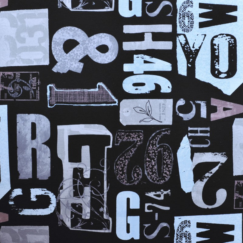 Lona Estampada Letras Fundo Preto - Ribes y Casals