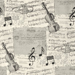 Lona Estampada Notas Musicais Cru - Ribes y Casals