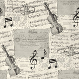 Lona Estampada Notas Musicais Cru - Ribes y Casals