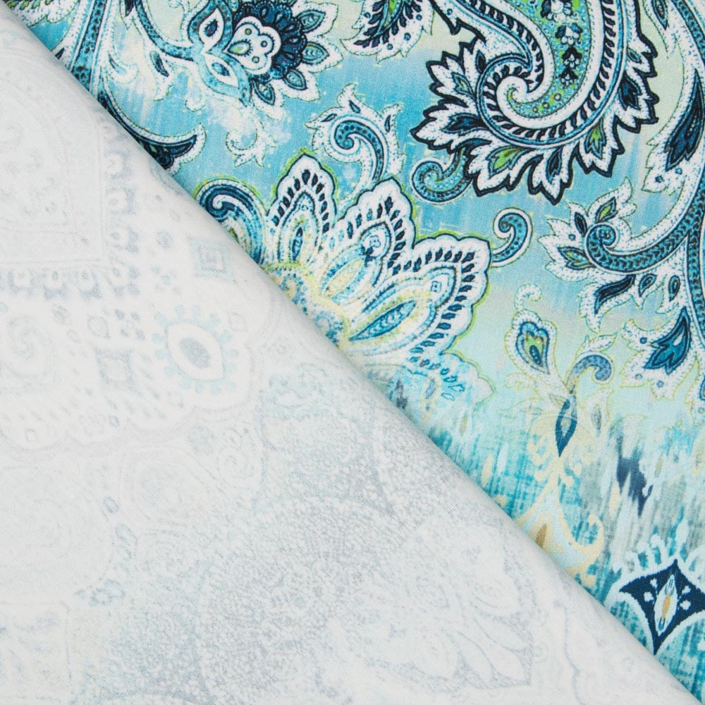 Loneta Algodón Digital Hojitas Verdes - Ribes y Casals