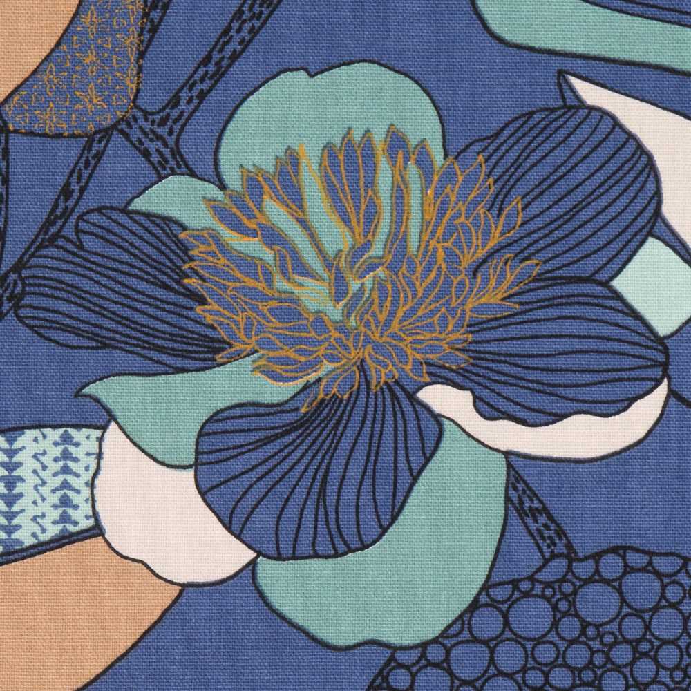 Lona Panamá Hibiscos Azul - Ribes y Casals