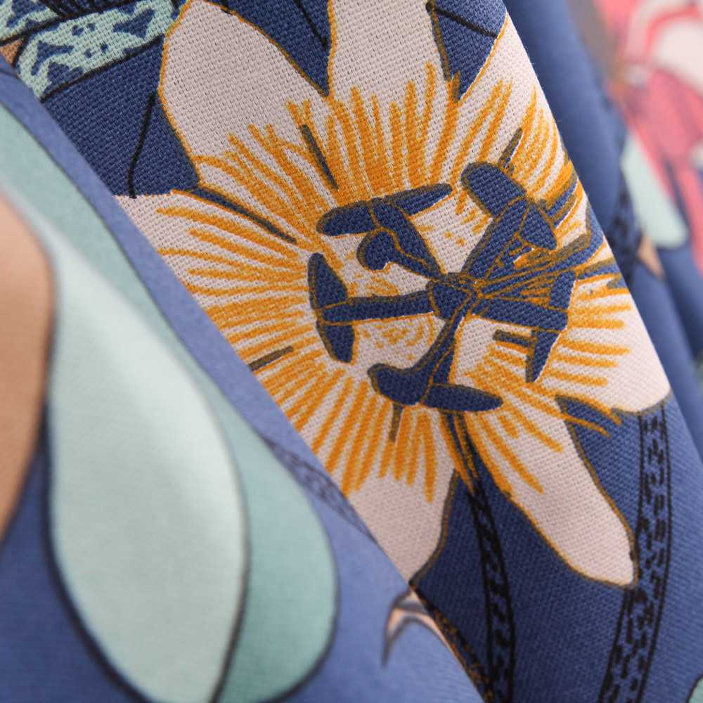 Lona Panamá Hibiscos Azul - Ribes y Casals