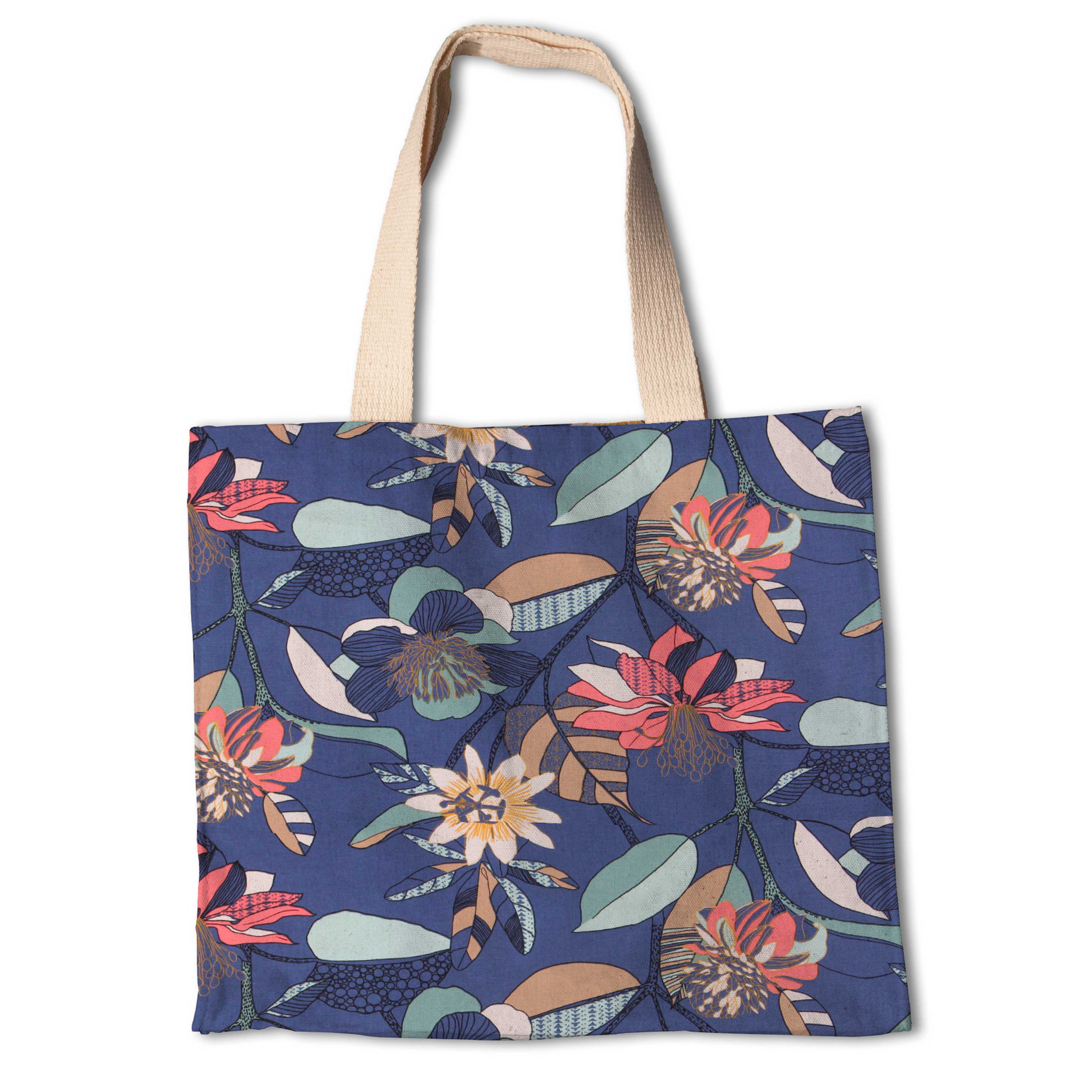 Lona Panamá Hibiscos Azul - Ribes y Casals