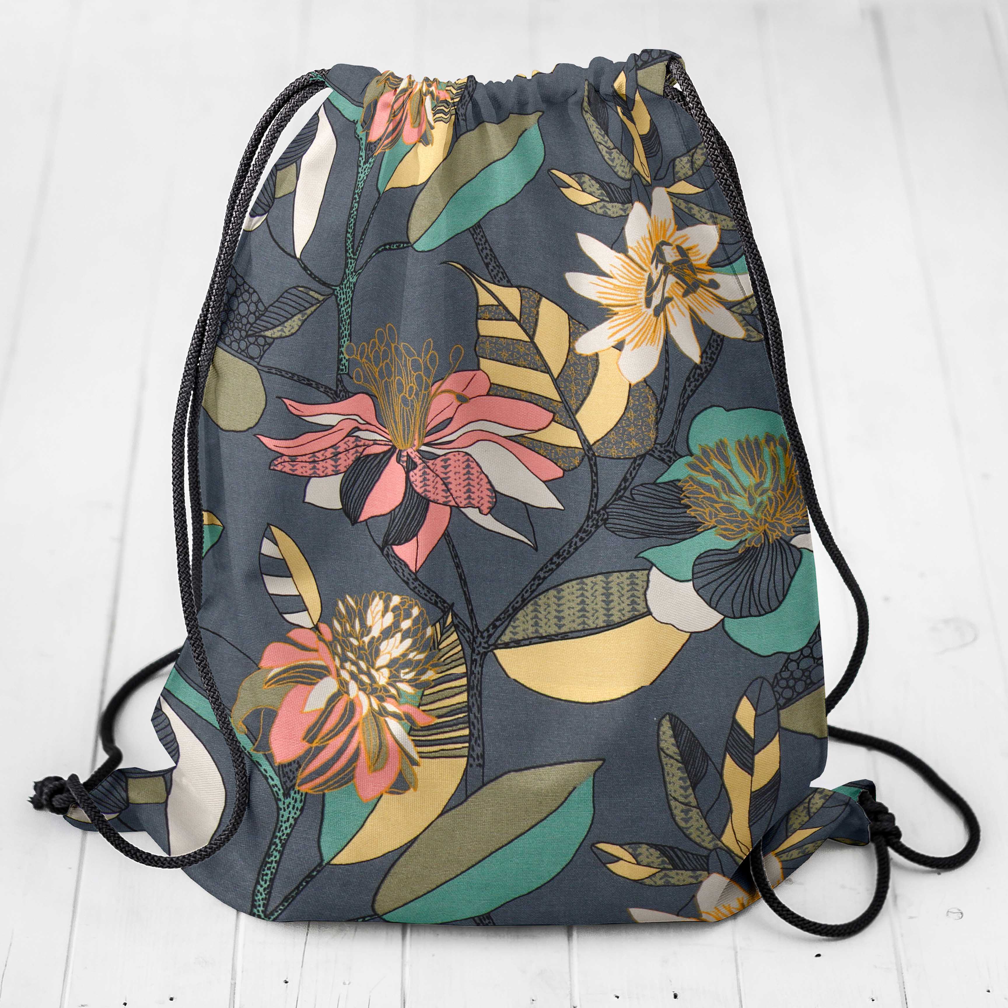 Lona Panamá Hibiscos Cinza - Ribes y Casals