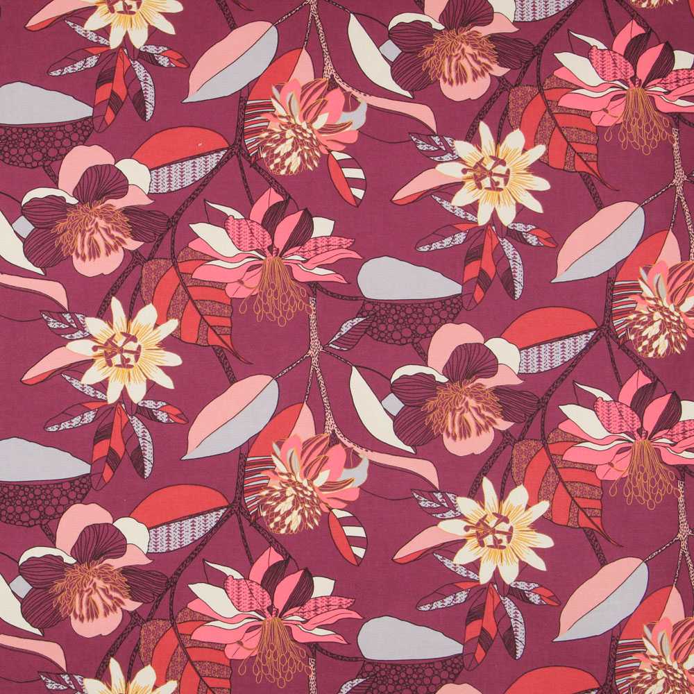 Lona Panamá Hibiscos Violeta - Ribes y Casals