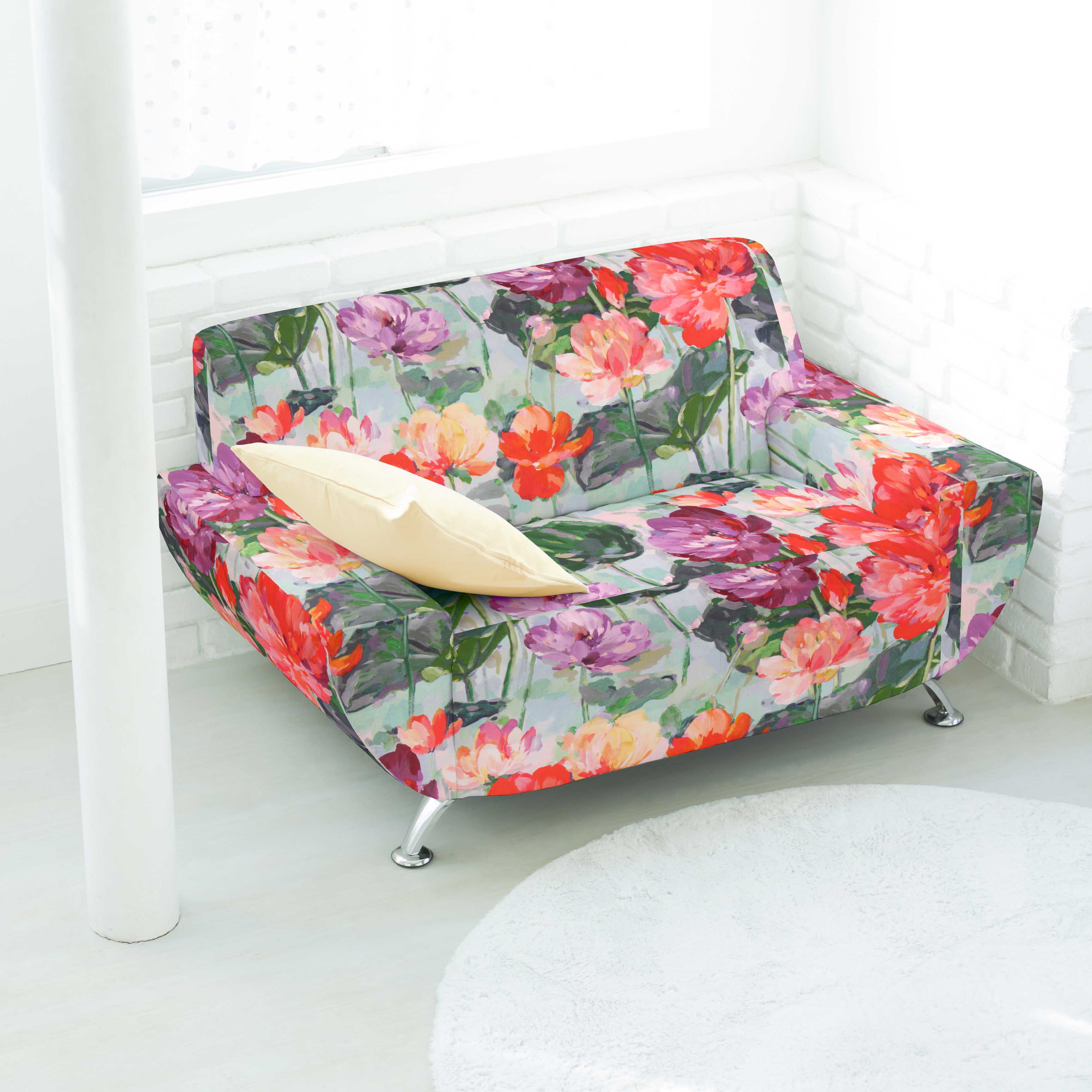 Lona de Algodão Panamá Flores Turquesa - Ribes y Casals