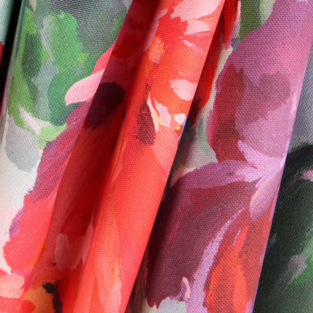 Lona de Algodão Panamá Flores Turquesa - Ribes y Casals