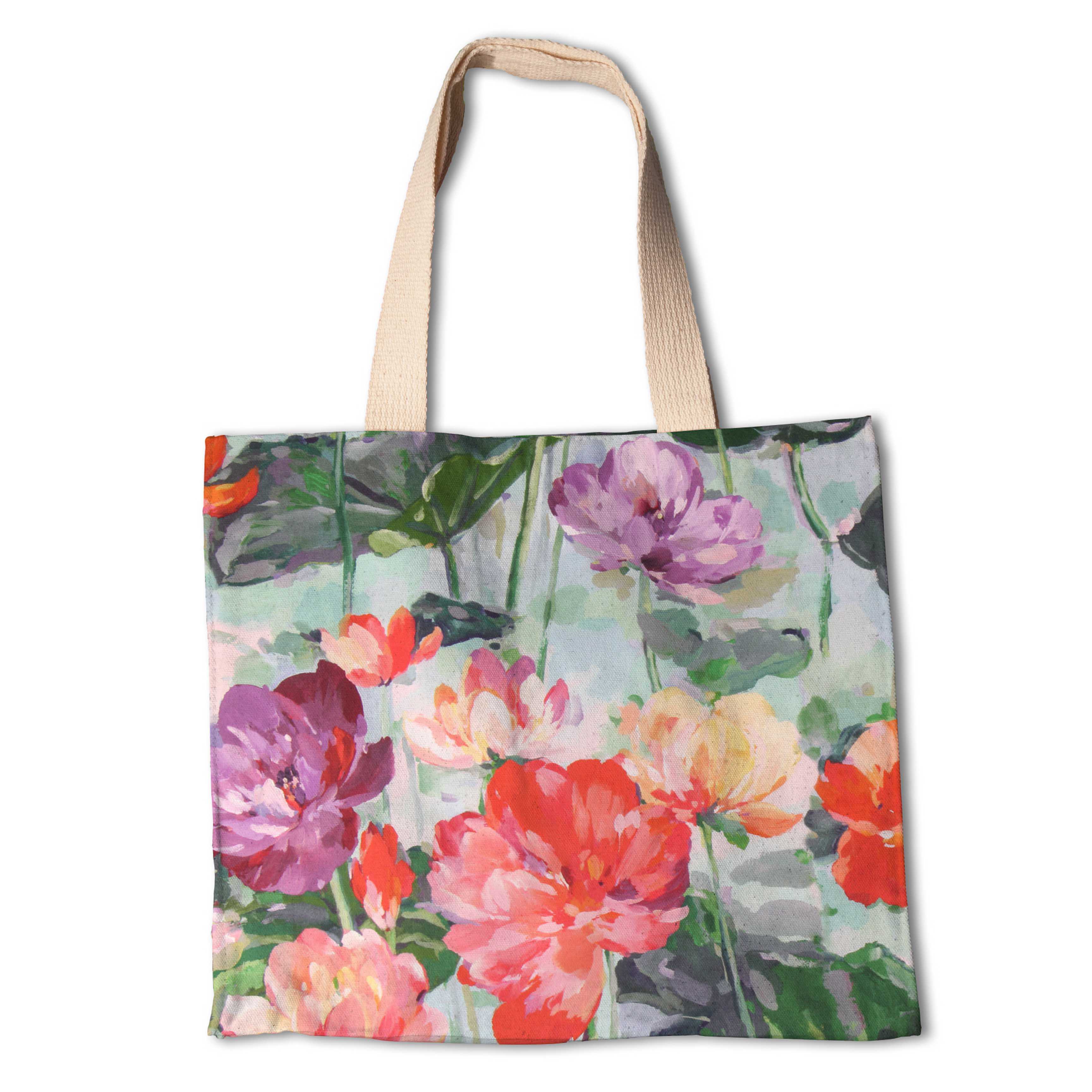 Lona de Algodão Panamá Flores Turquesa - Ribes y Casals