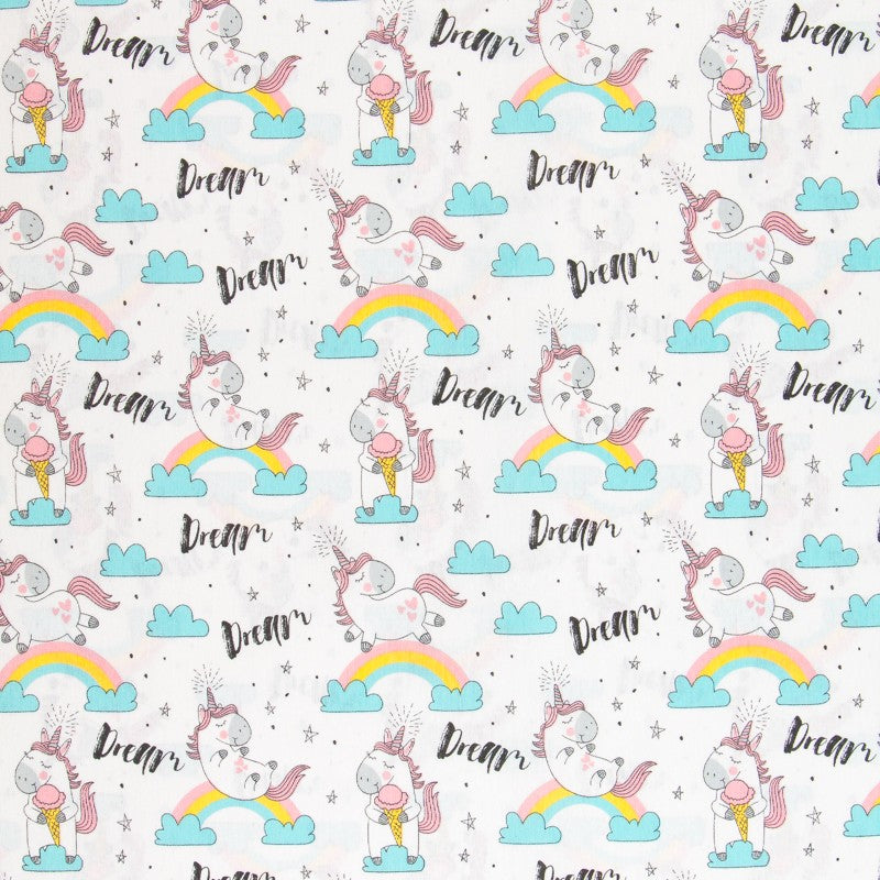 Lona Estampada Unicórnio Branca - Ribes y Casals