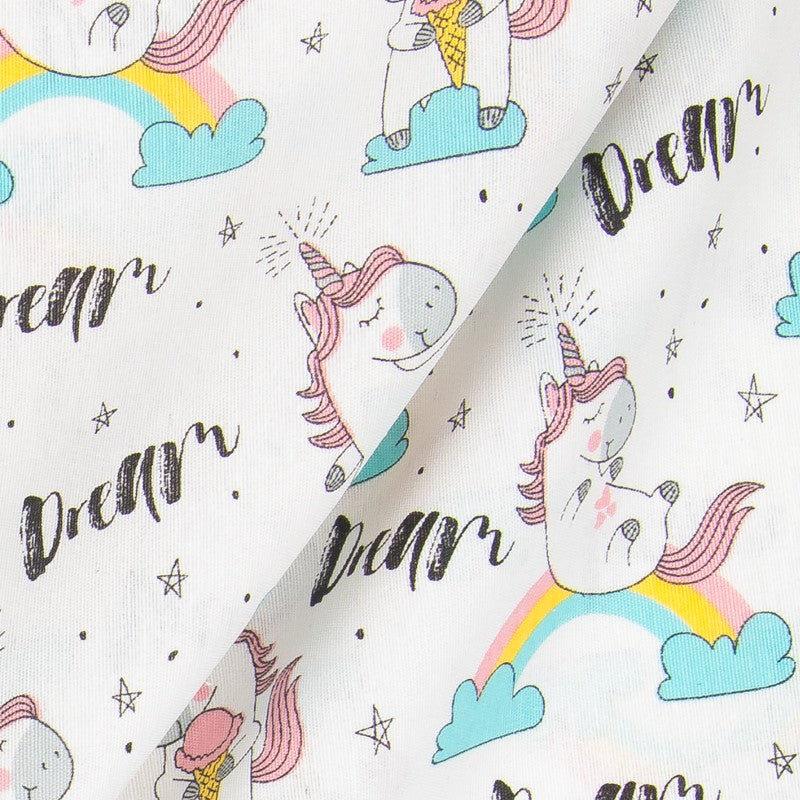 Lona Estampada Unicórnio Branca - Ribes y Casals