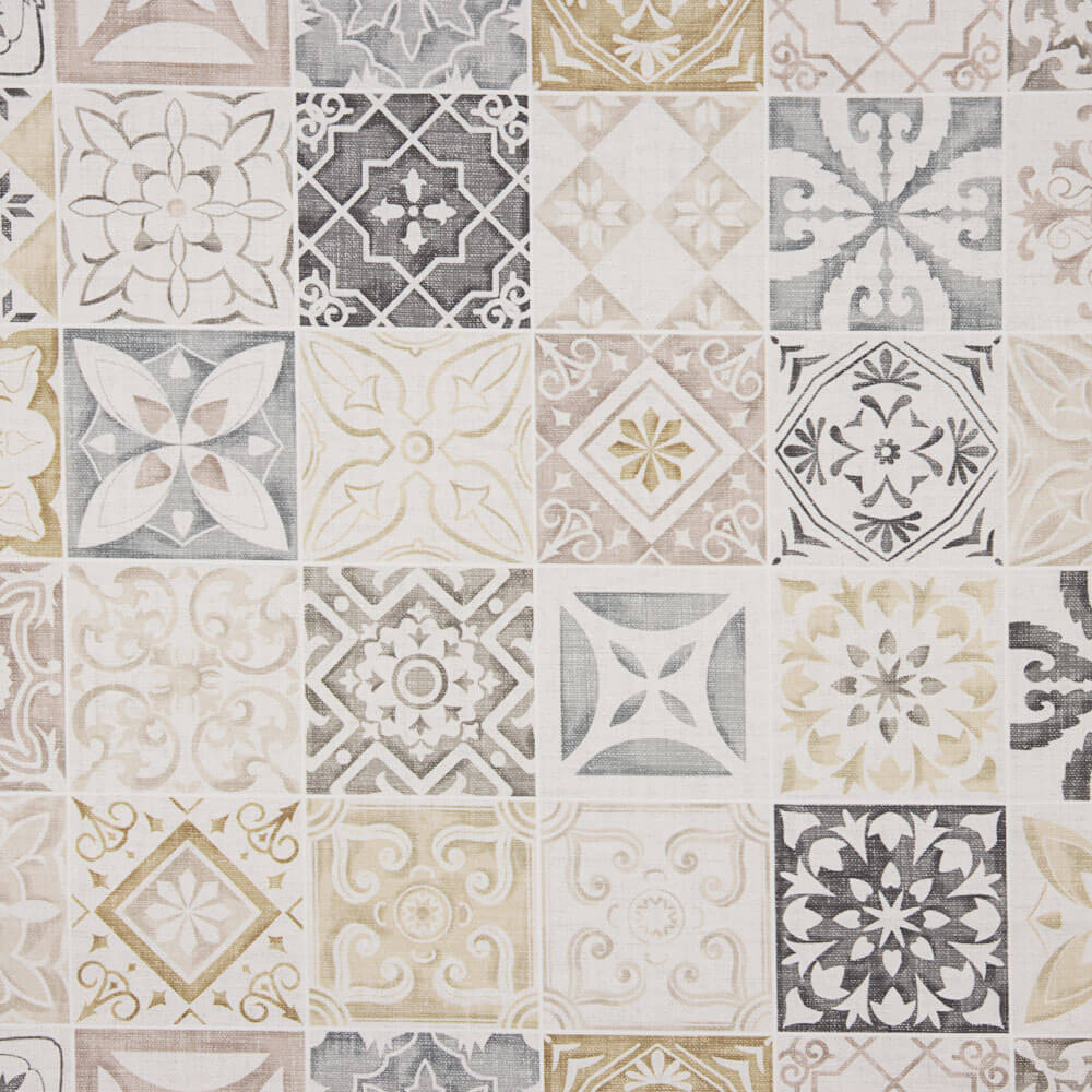 Tela Anti-Manchas Azulejos Hidráulicas Bege - Ribes y Casals