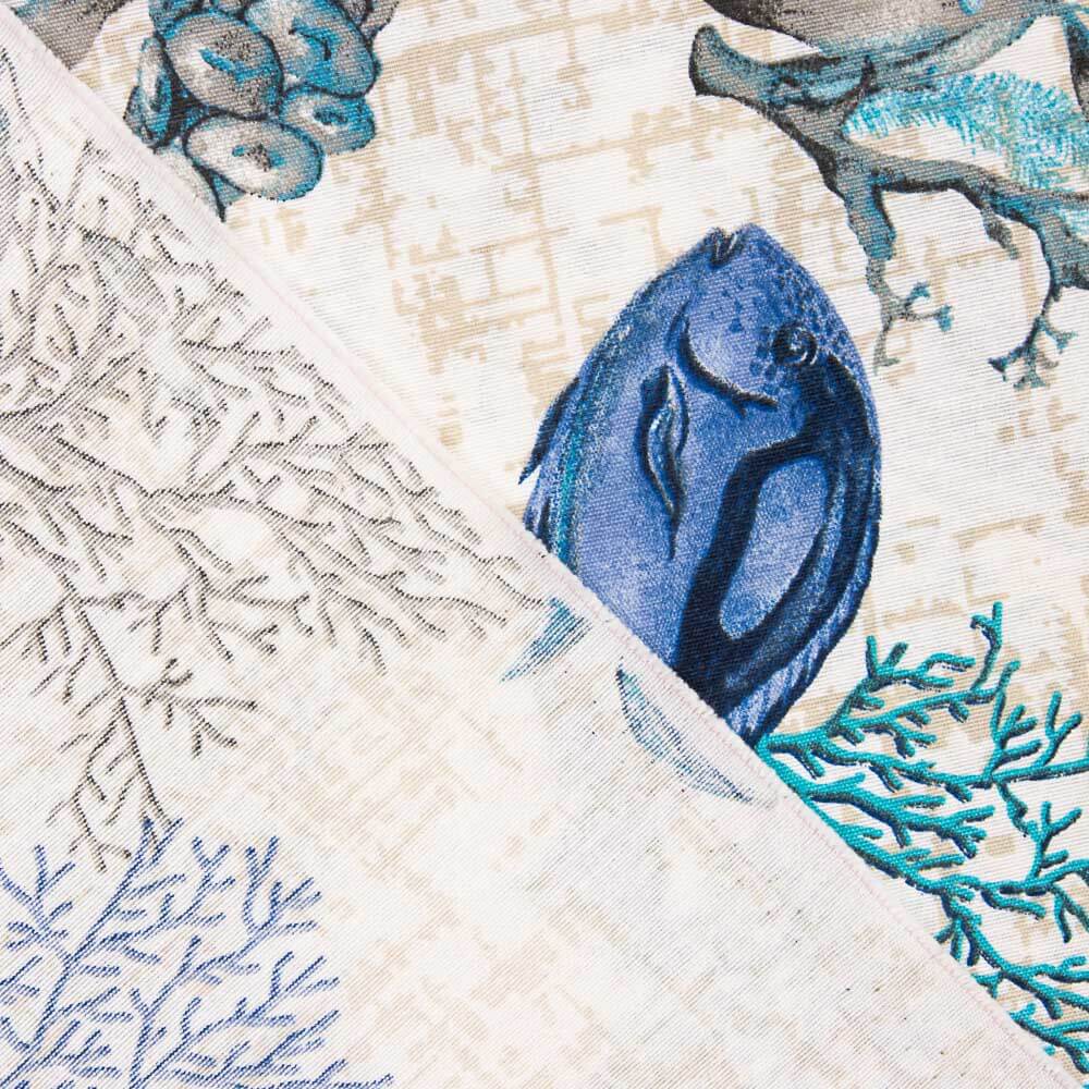 Loneta Estampada Coral Azul - Ribes y Casals