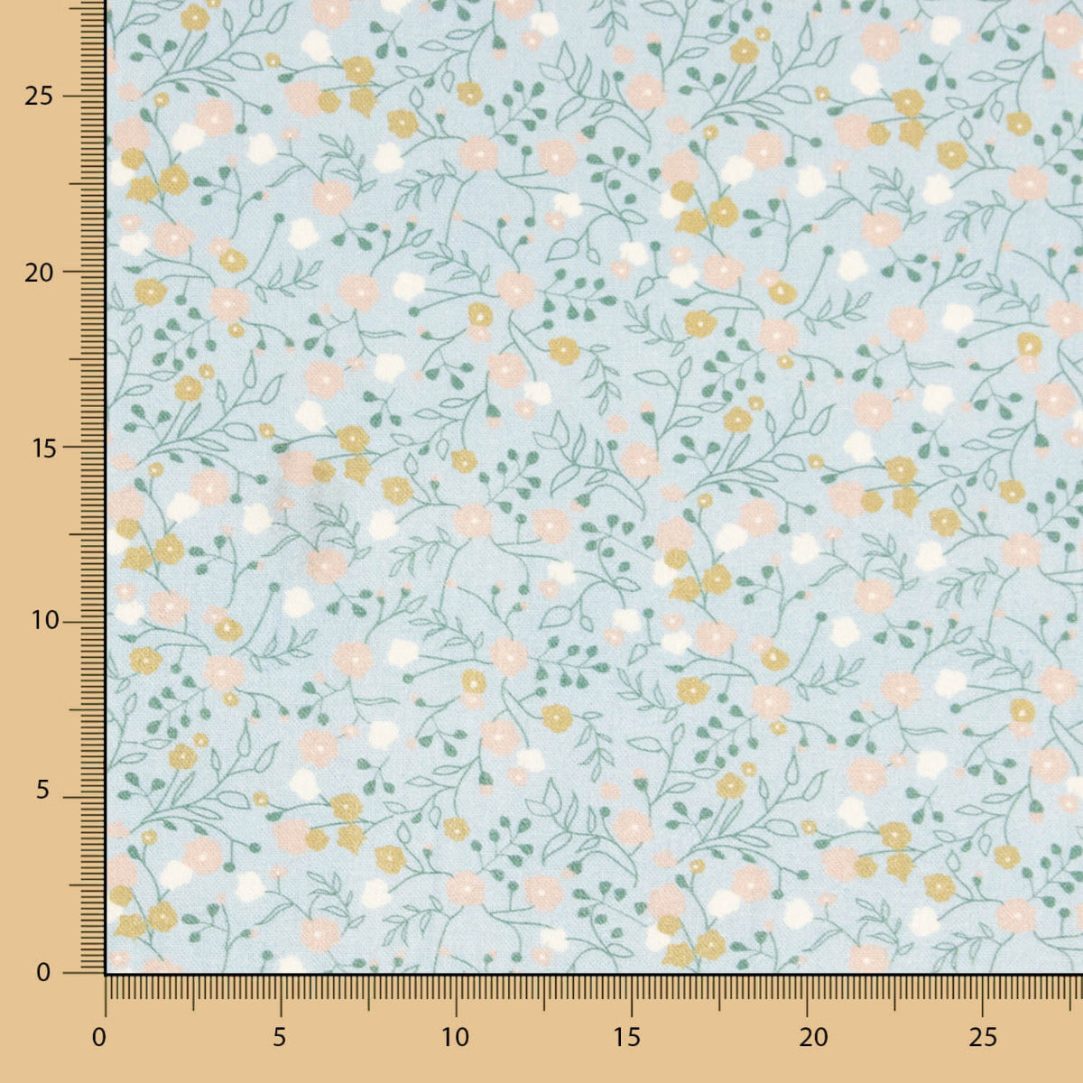 Tela Estampada Algodão Ervas Azul Porcelanato - Ribes y Casals